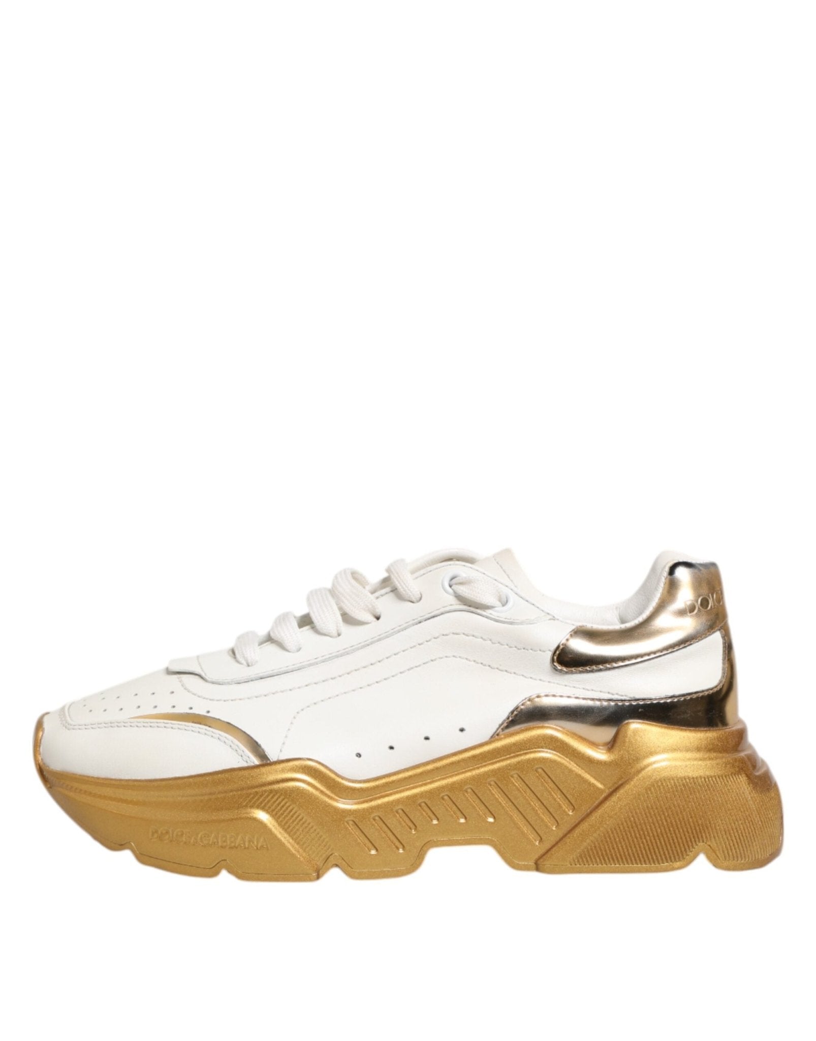 Dolce & Gabbana White Gold DAYMASTER Leather Sneakers Womens Shoes - RIMODA