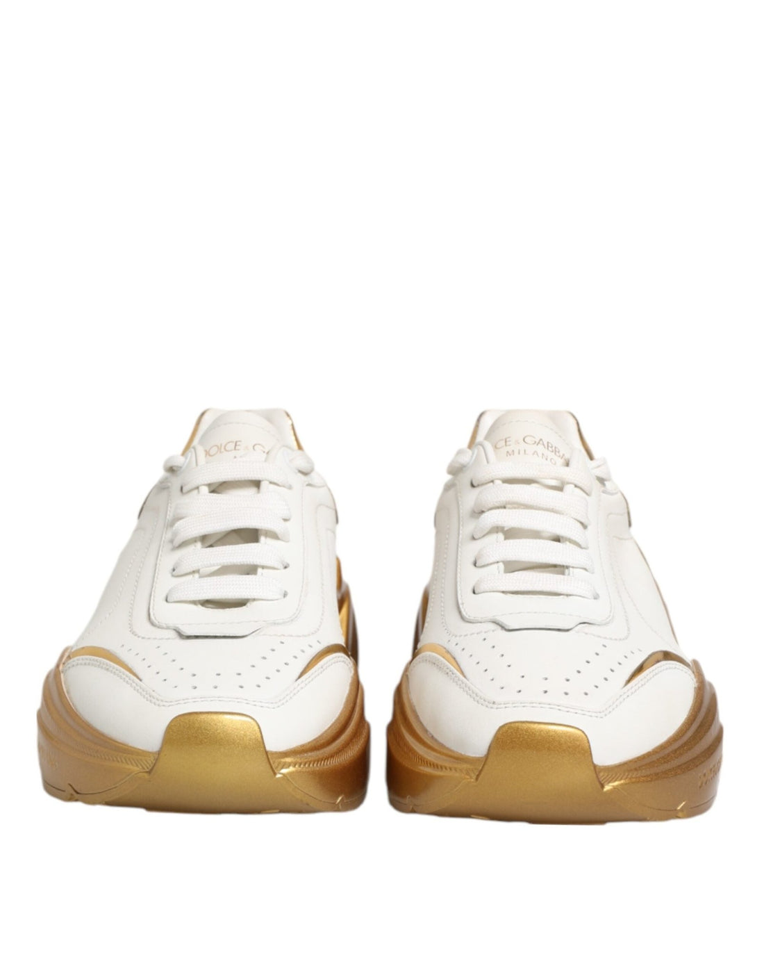 Dolce & Gabbana White Gold DAYMASTER Leather Sneakers Womens Shoes - RIMODA