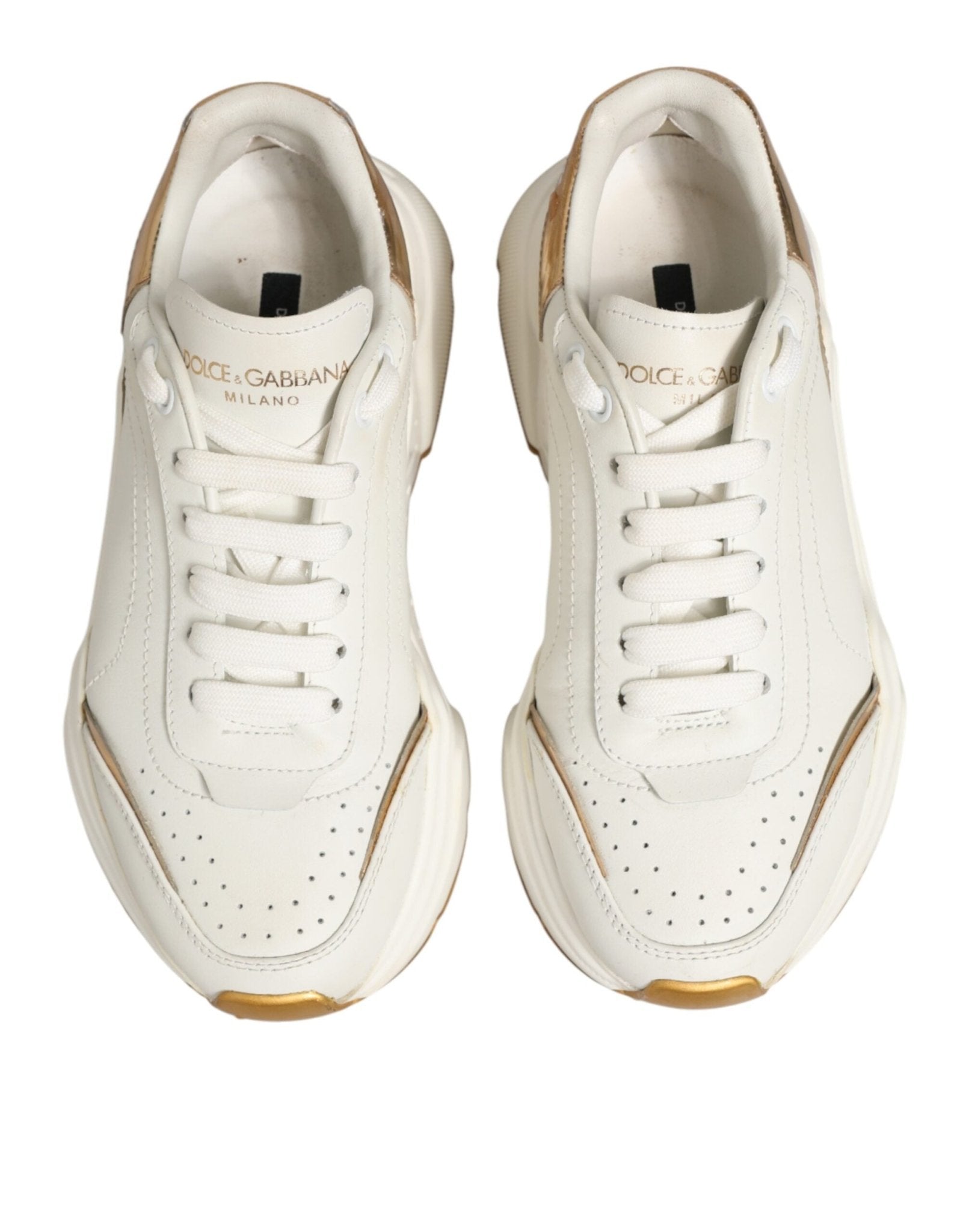 Dolce & Gabbana White Gold Daymaster Low Top Sneakers Shoes - RIMODA