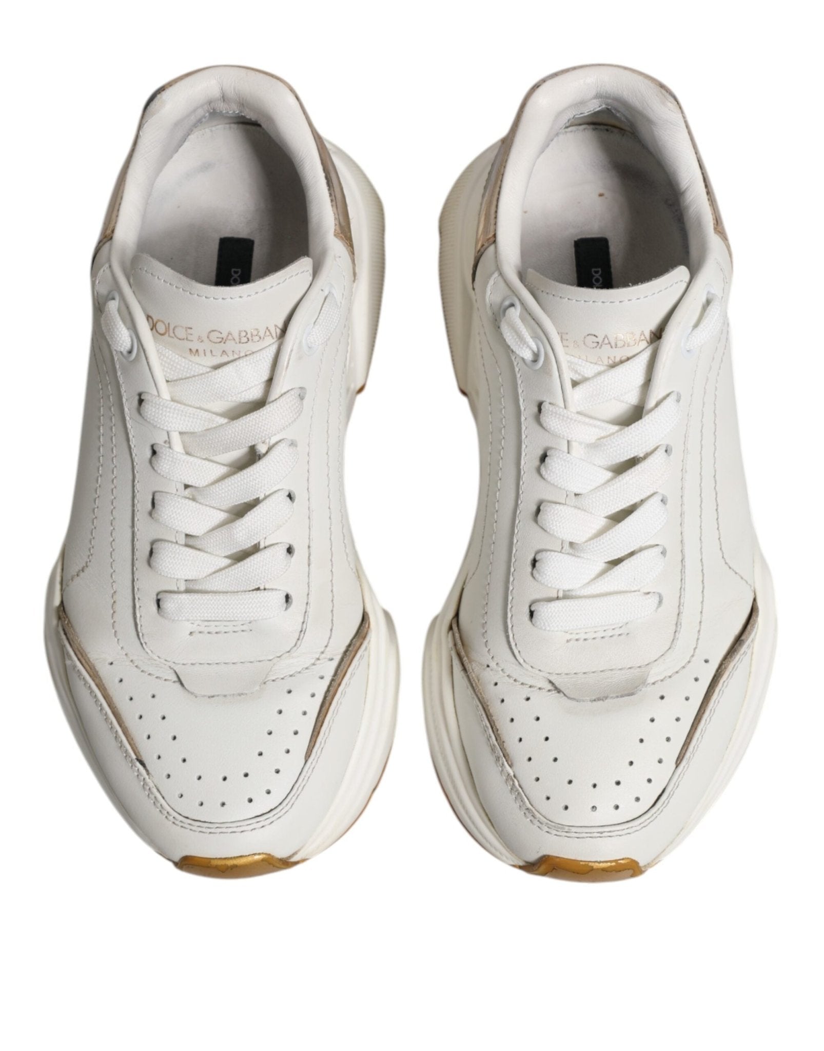 Dolce & Gabbana White Gold Daymaster Low Top Sneakers Shoes - RIMODA