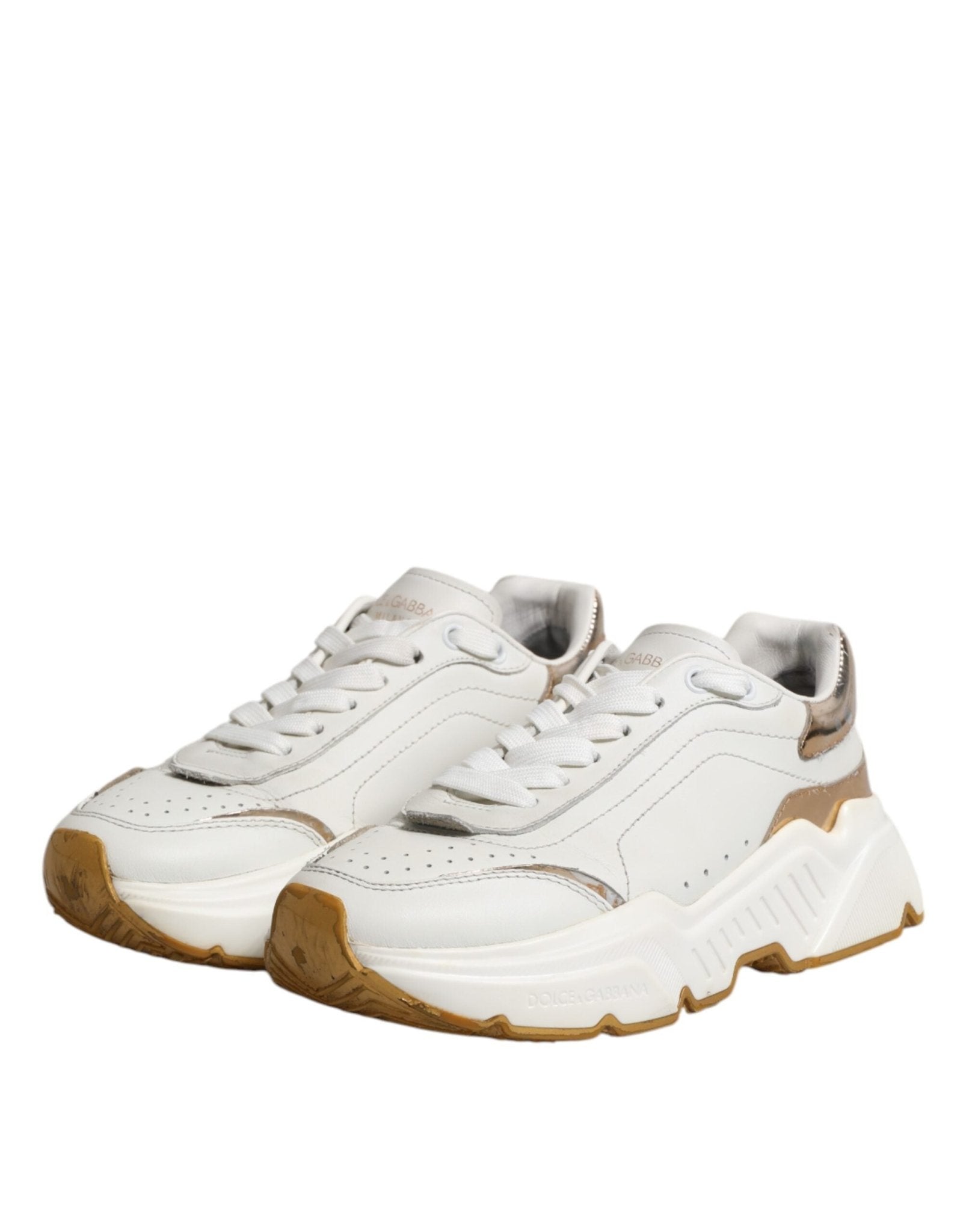 Dolce & Gabbana White Gold Daymaster Low Top Sneakers Shoes - RIMODA