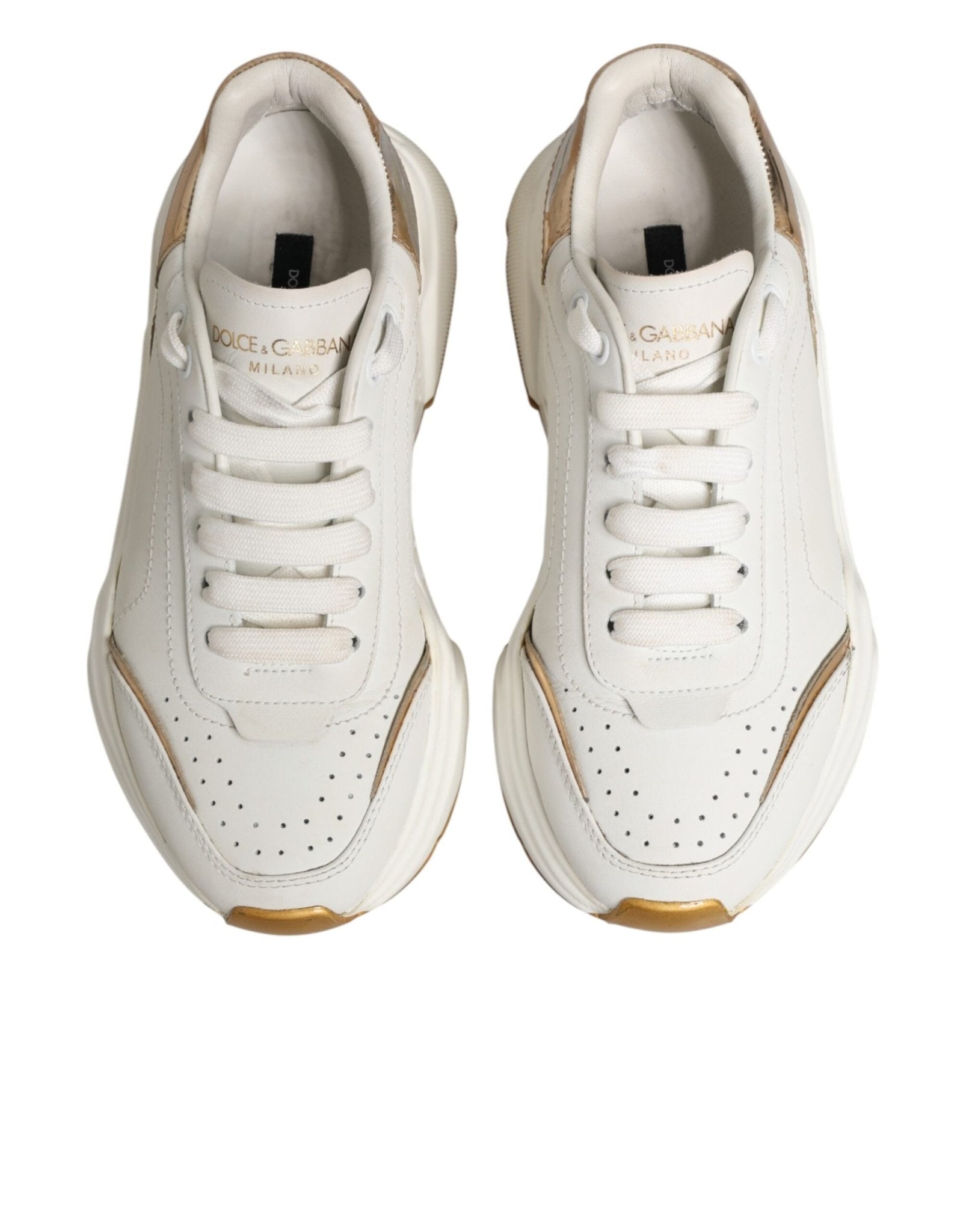 Dolce & Gabbana White Gold Daymaster Low Top Sneakers Shoes - RIMODA