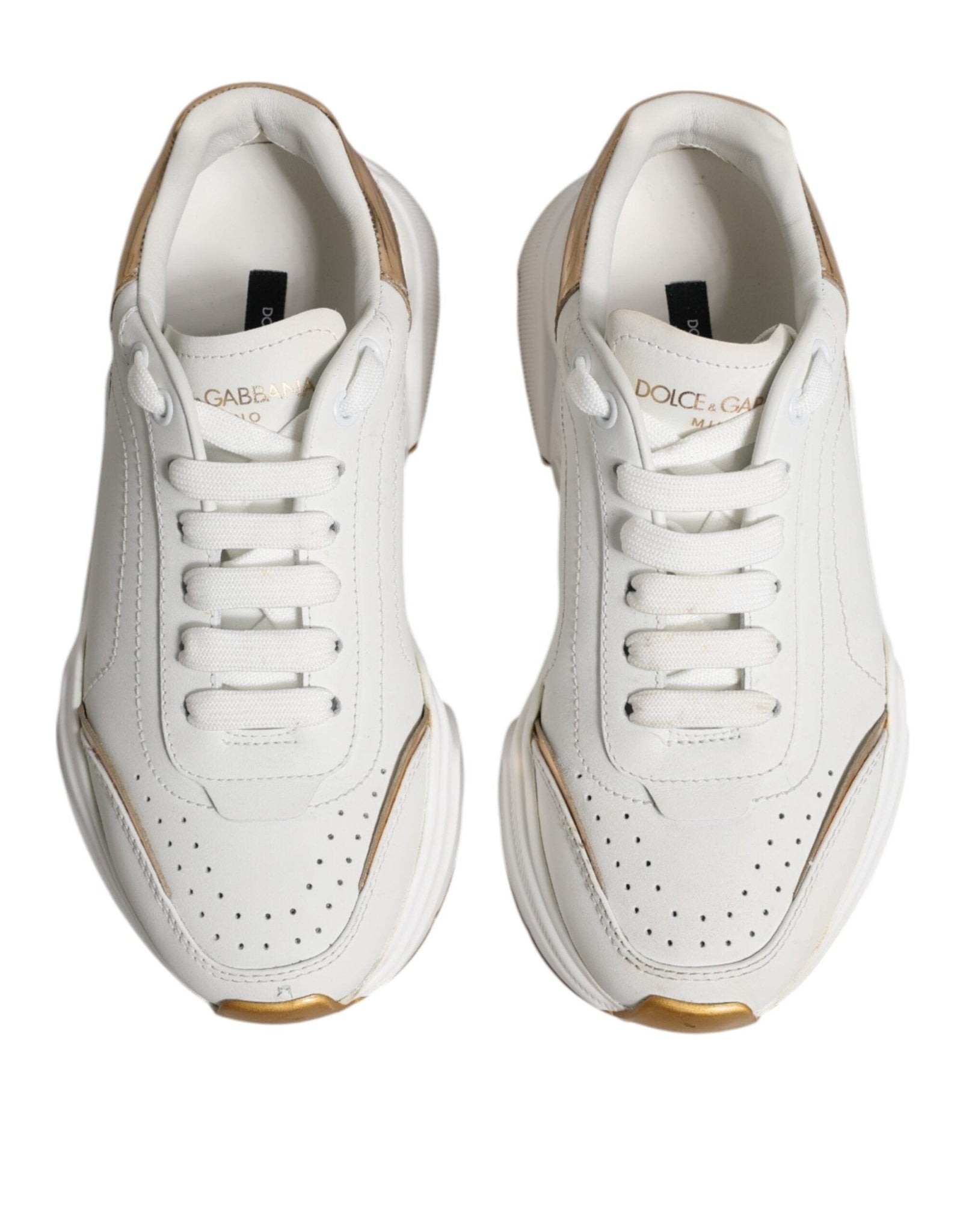 Dolce & Gabbana White Gold Daymaster Low Top Sneakers Shoes - RIMODA