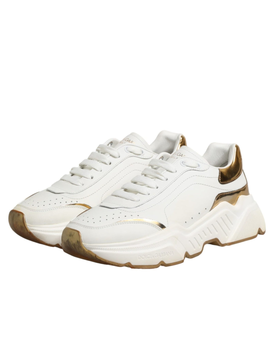 Dolce & Gabbana White Gold Daymaster Low Top Sneakers Shoes - RIMODA
