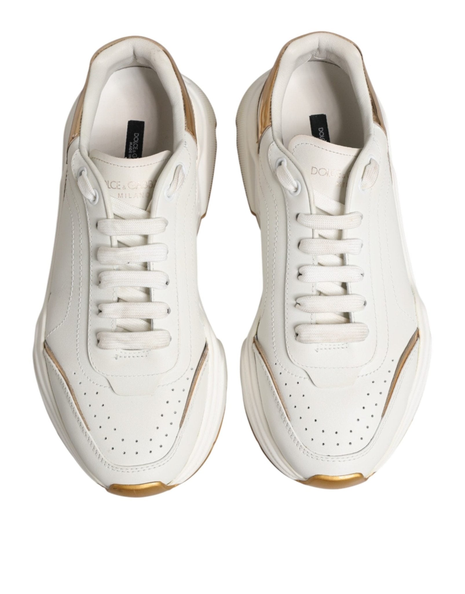 Dolce & Gabbana White Gold Daymaster Low Top Sneakers Shoes - RIMODA