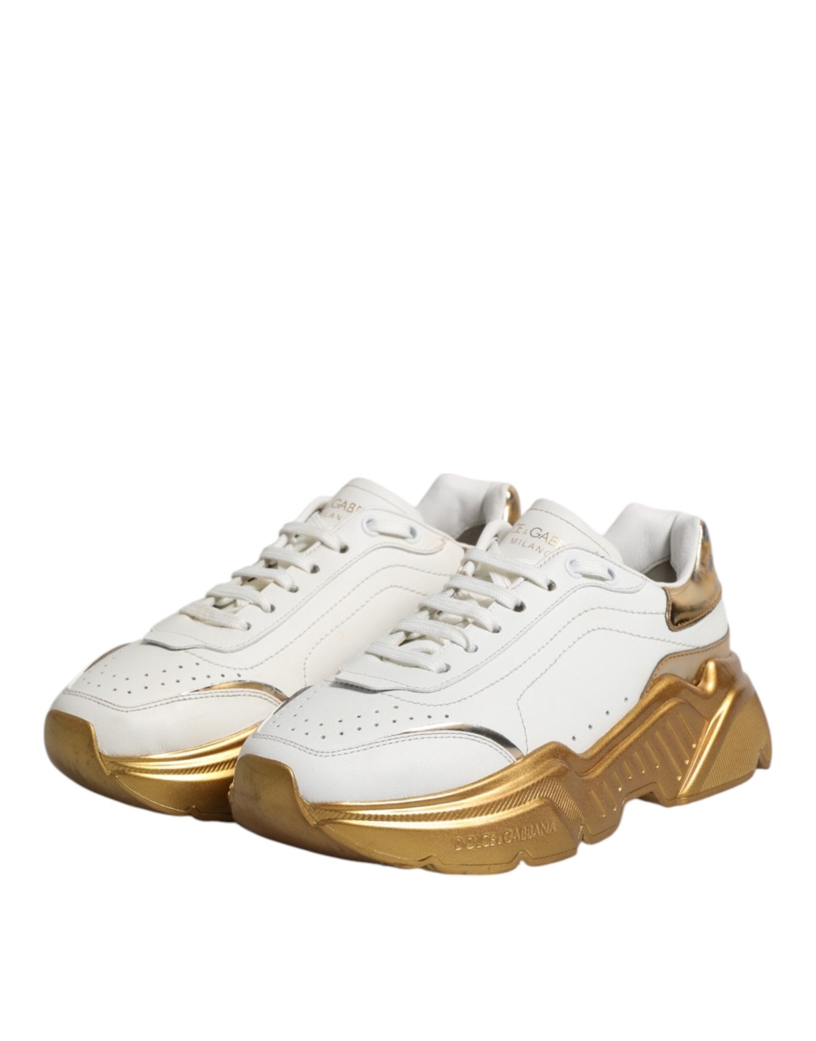 Dolce & Gabbana White Gold Daymaster Low Top Sneakers Shoes - RIMODA