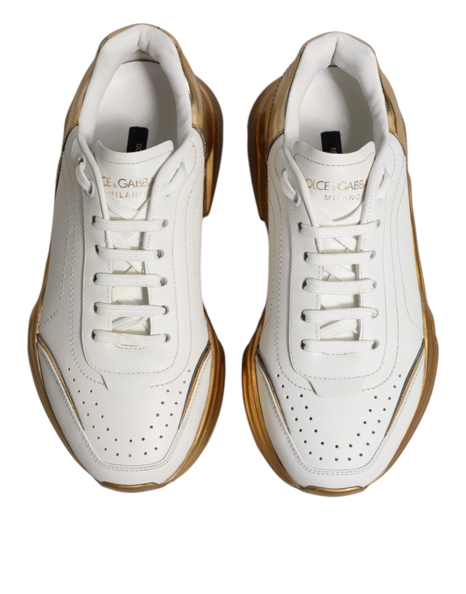 Dolce & Gabbana White Gold Daymaster Low Top Sneakers Shoes - RIMODA