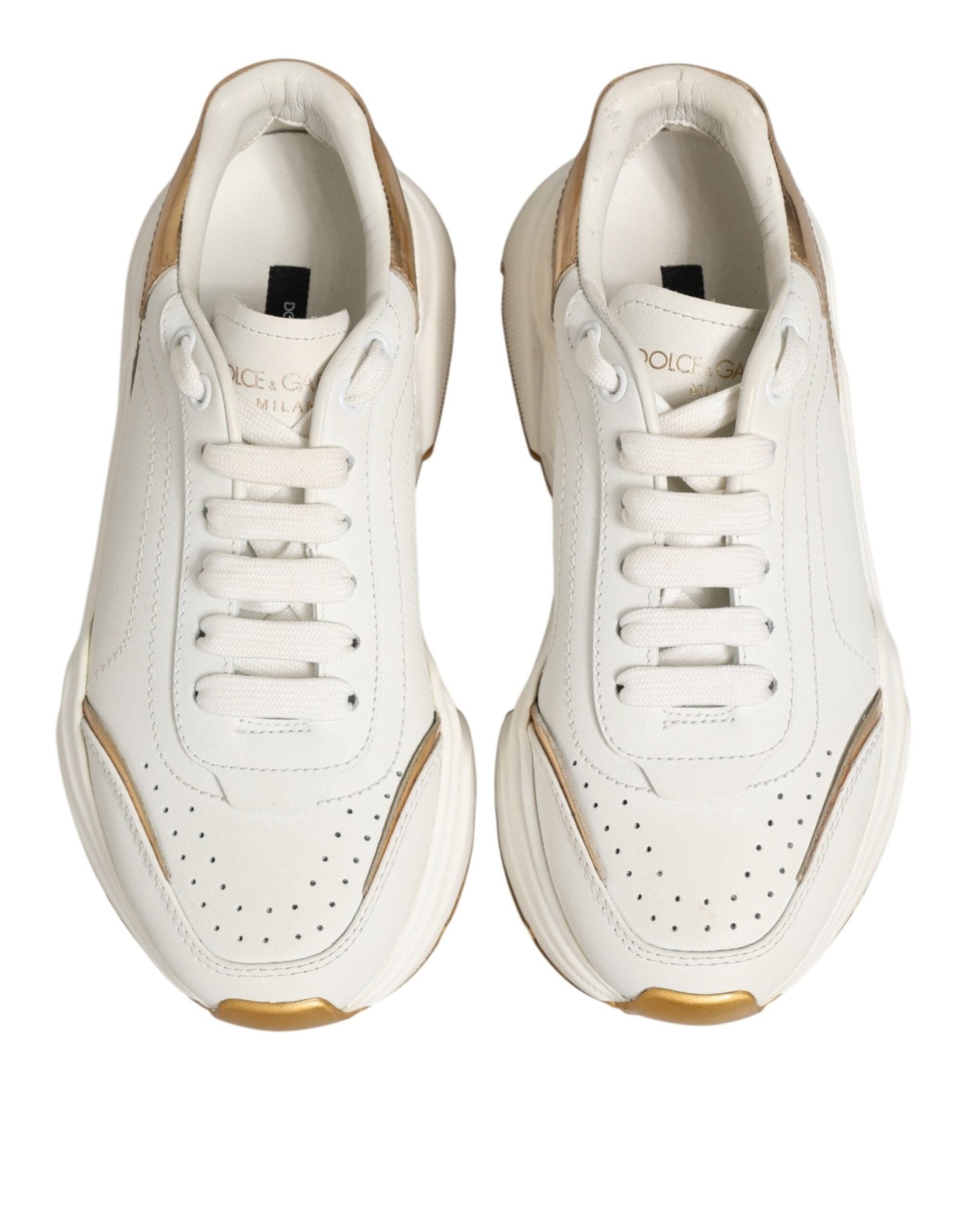 Dolce & Gabbana White Gold Daymaster Low Top Sneakers Shoes - RIMODA