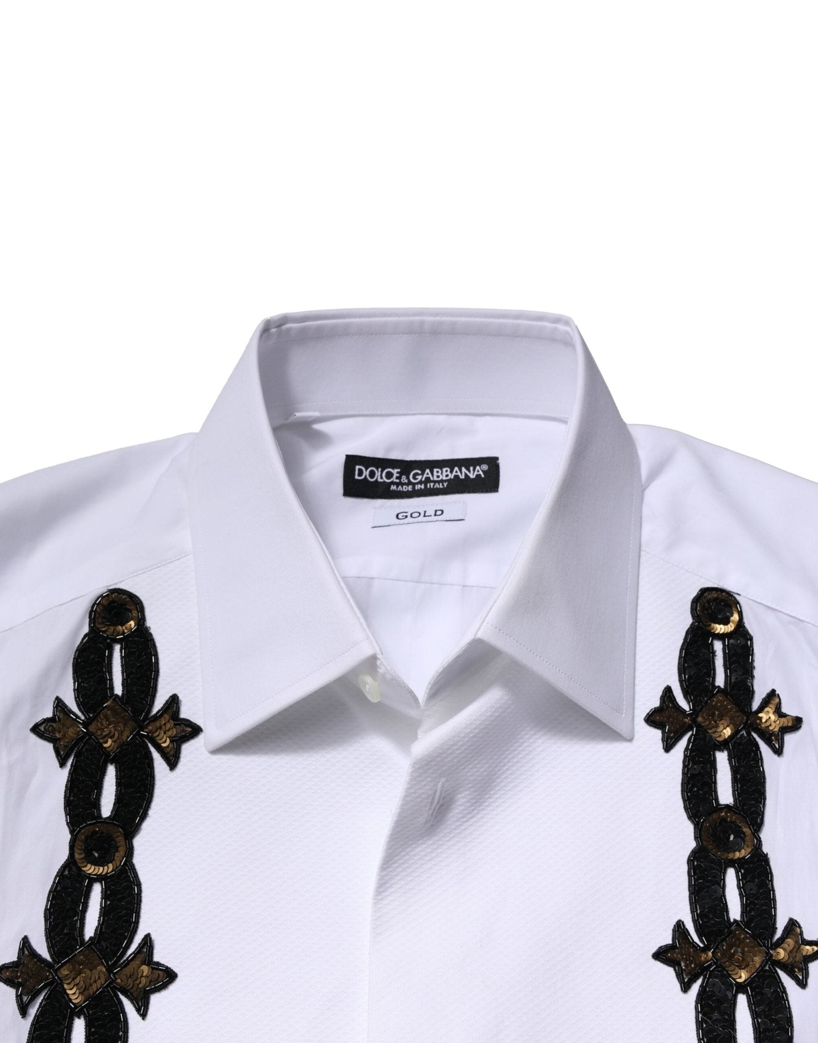 Dolce & Gabbana White GOLD Embellished Formal Men Dress Shirt - RIMODA