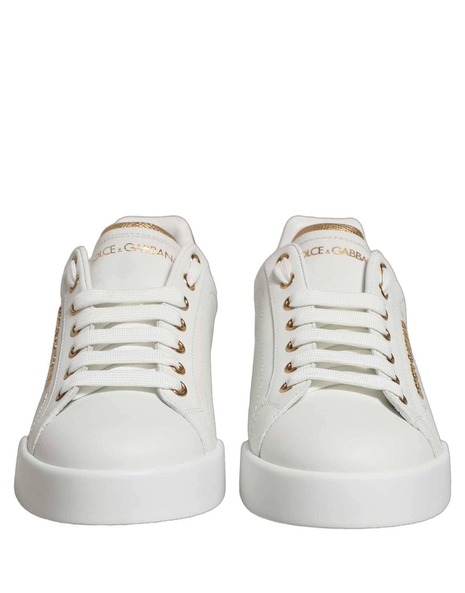 Dolce & Gabbana White Gold Embellished Low Top Sneakers Shoes - RIMODA