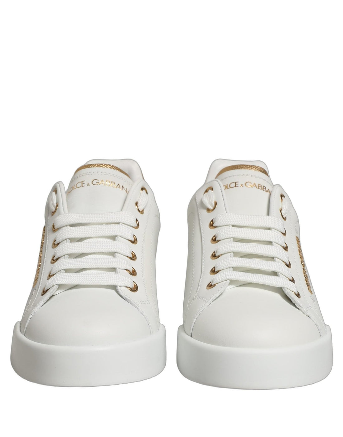 Dolce & Gabbana White Gold Embellished Low Top Sneakers Shoes - RIMODA