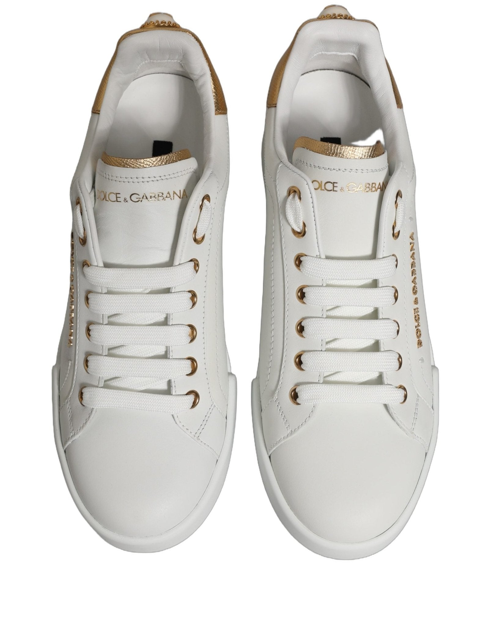 Dolce & Gabbana White Gold Embellished Low Top Sneakers Shoes - RIMODA