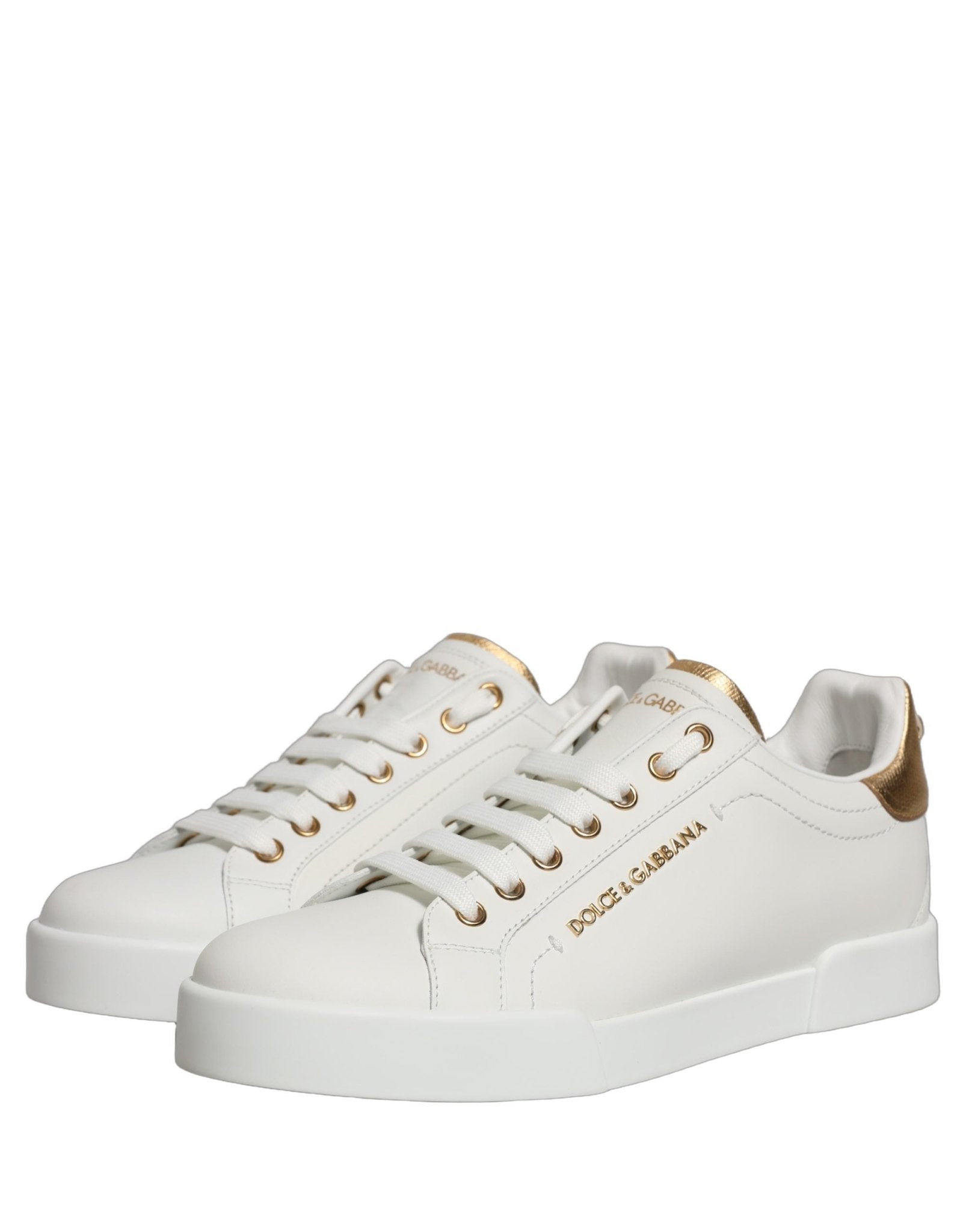 Dolce & Gabbana White Gold Embellished Low Top Sneakers Shoes - RIMODA