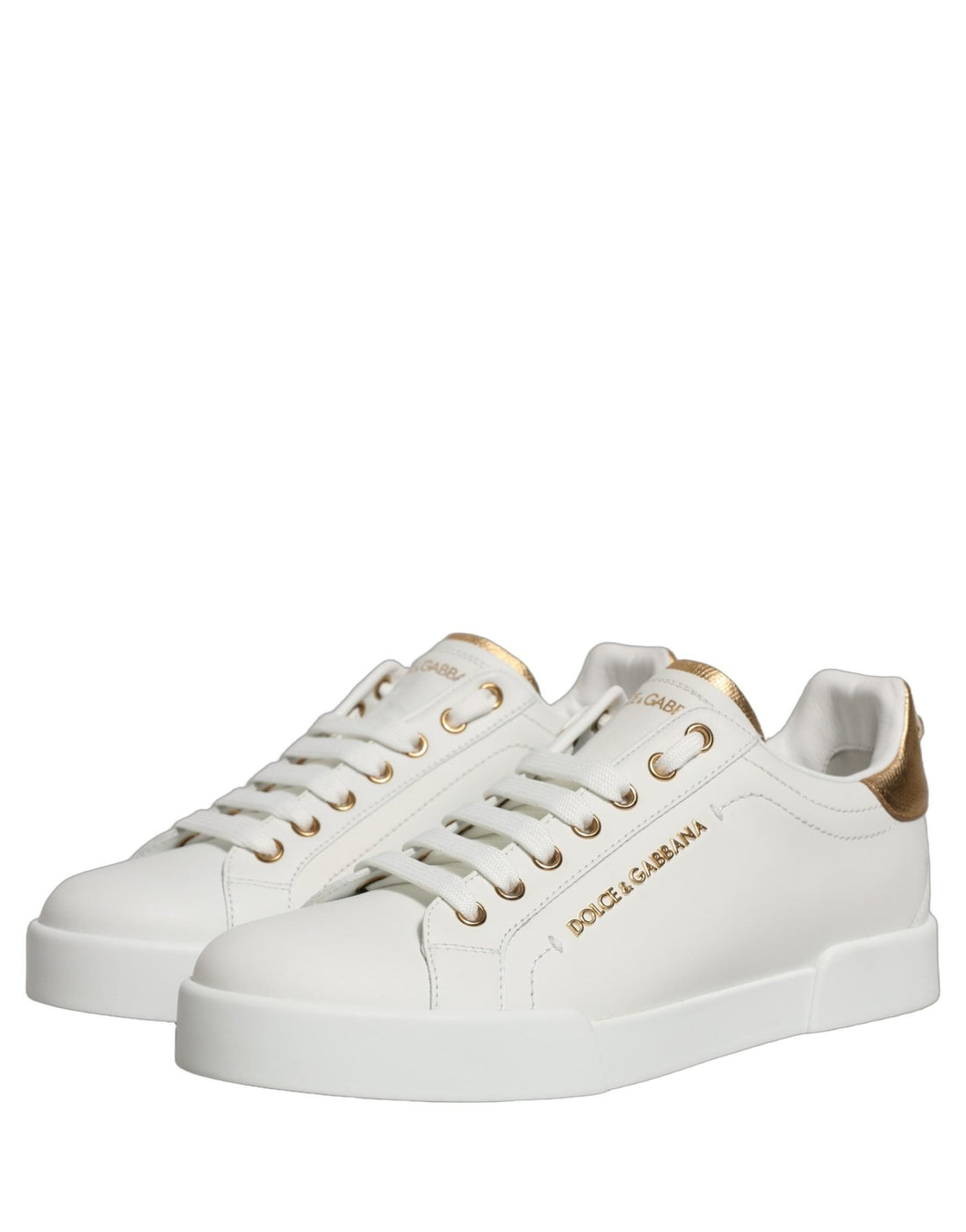 Dolce & Gabbana White Gold Embellished Low Top Sneakers Shoes - RIMODA
