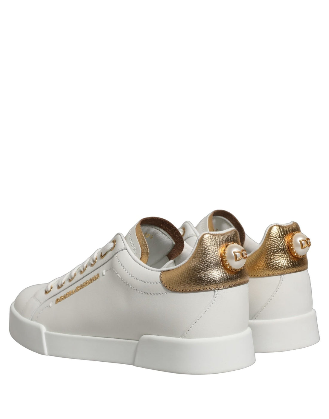 Dolce & Gabbana White Gold Embellished Low Top Sneakers Shoes - RIMODA