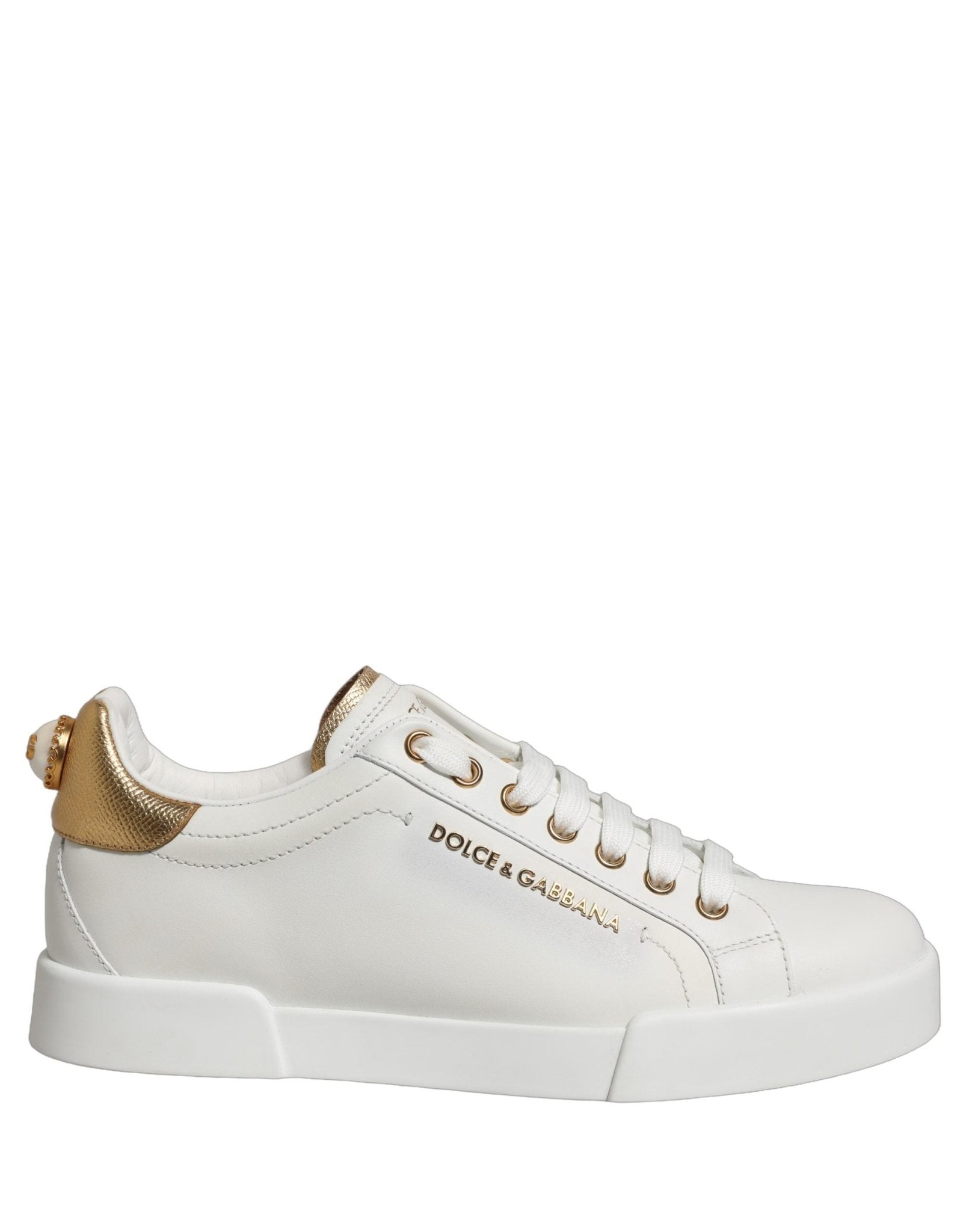 Dolce & Gabbana White Gold Embellished Low Top Sneakers Shoes - RIMODA