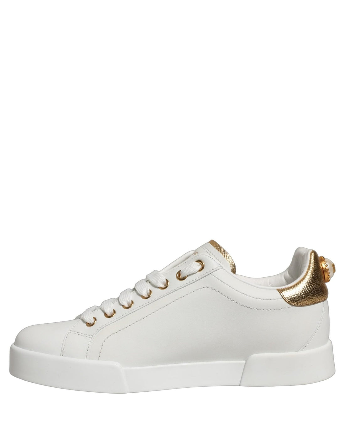 Dolce & Gabbana White Gold Embellished Low Top Sneakers Shoes - RIMODA