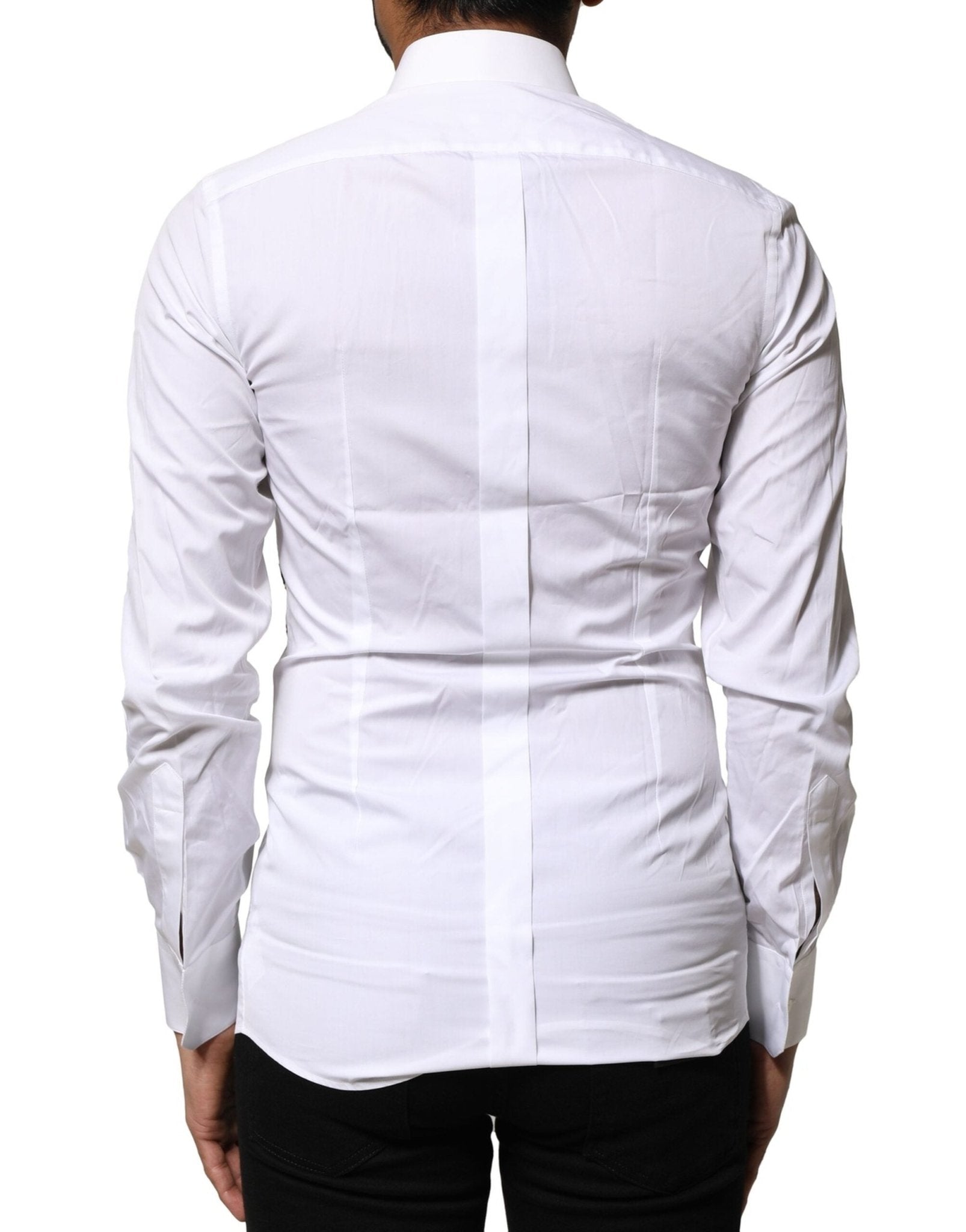 Dolce & Gabbana White GOLD Embroidery Detailed Dress Shirt - RIMODA