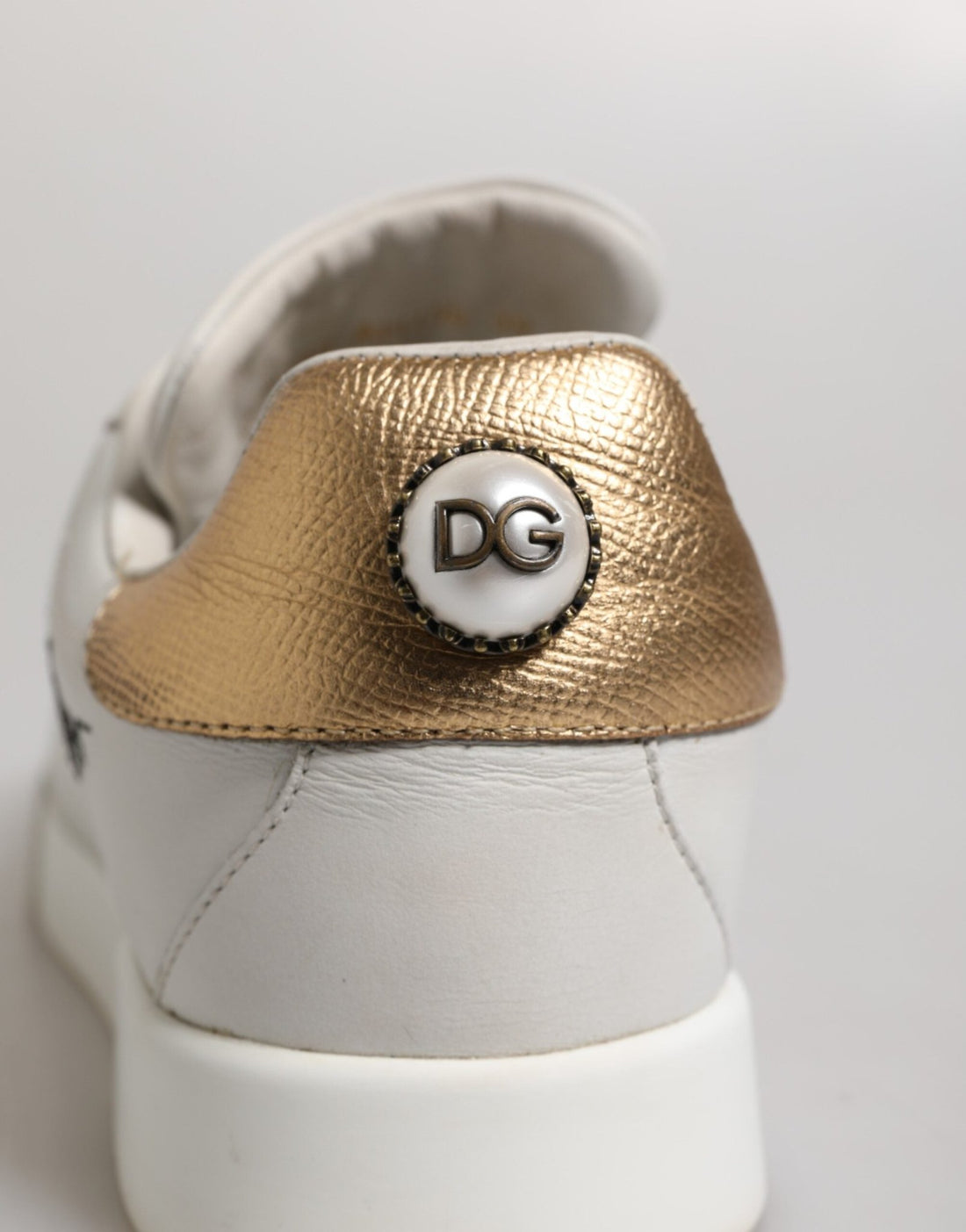 Dolce & Gabbana White Gold Leather Low Top Sneakers Shoes - RIMODA