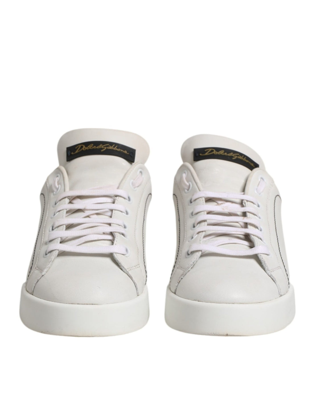 Dolce & Gabbana White Gold Leather Low Top Sneakers Shoes - RIMODA