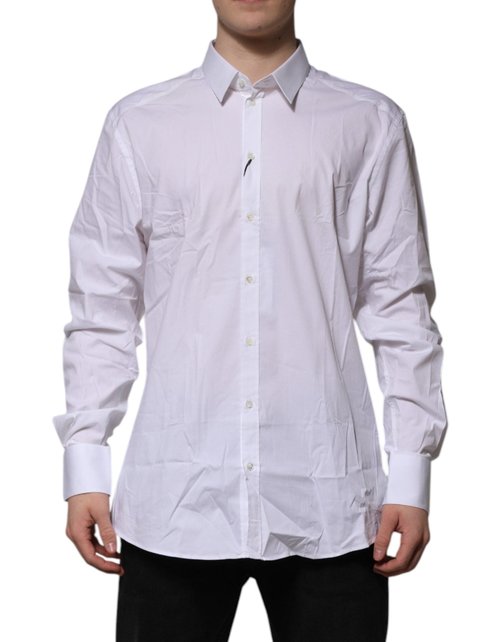 Dolce & Gabbana White GOLD Long Sleeve Dress Formal Shirt - RIMODA