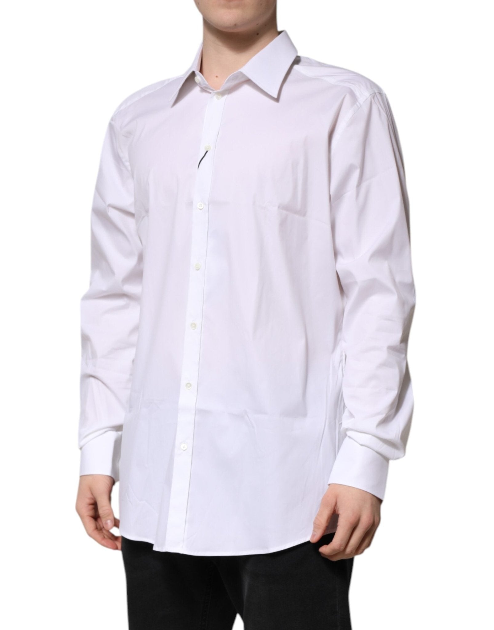 Dolce & Gabbana White GOLD Long Sleeve Dress Men Formal Shirt - RIMODA