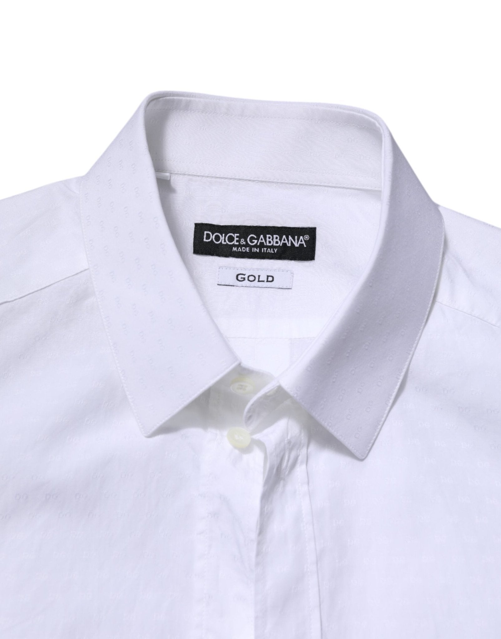 Dolce & Gabbana White GOLD Long Sleeve Dress Men Formal Shirt - RIMODA