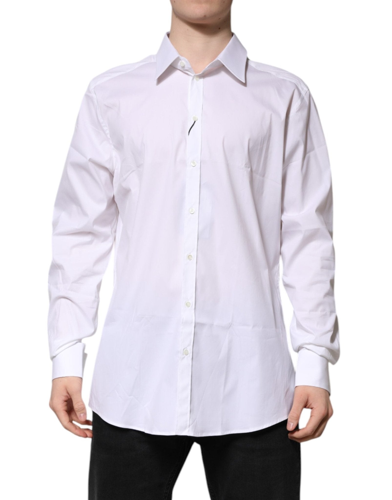Dolce & Gabbana White GOLD Long Sleeve Dress Men Formal Shirt - RIMODA