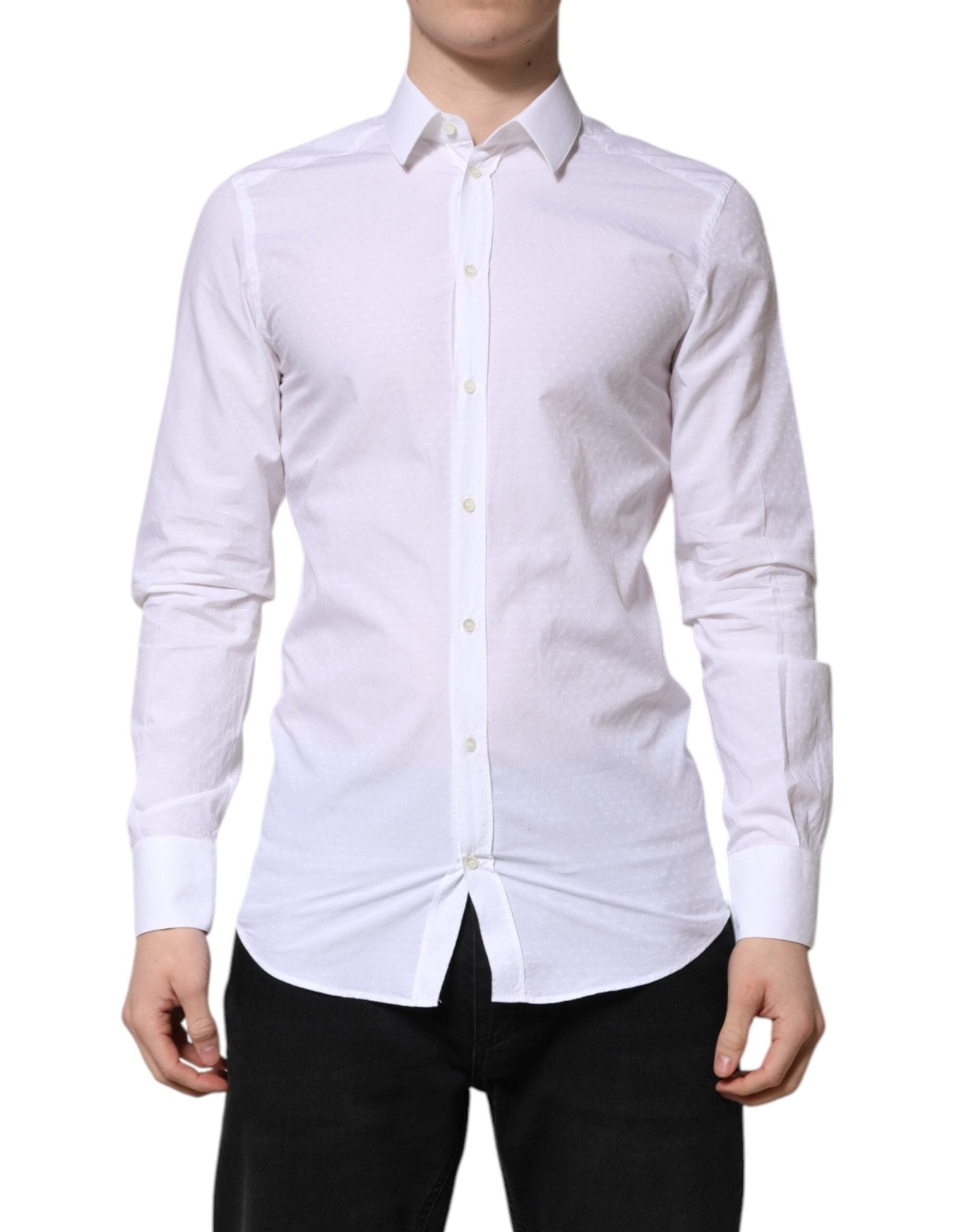 Dolce & Gabbana White GOLD Long Sleeve Dress Men Formal Shirt - RIMODA