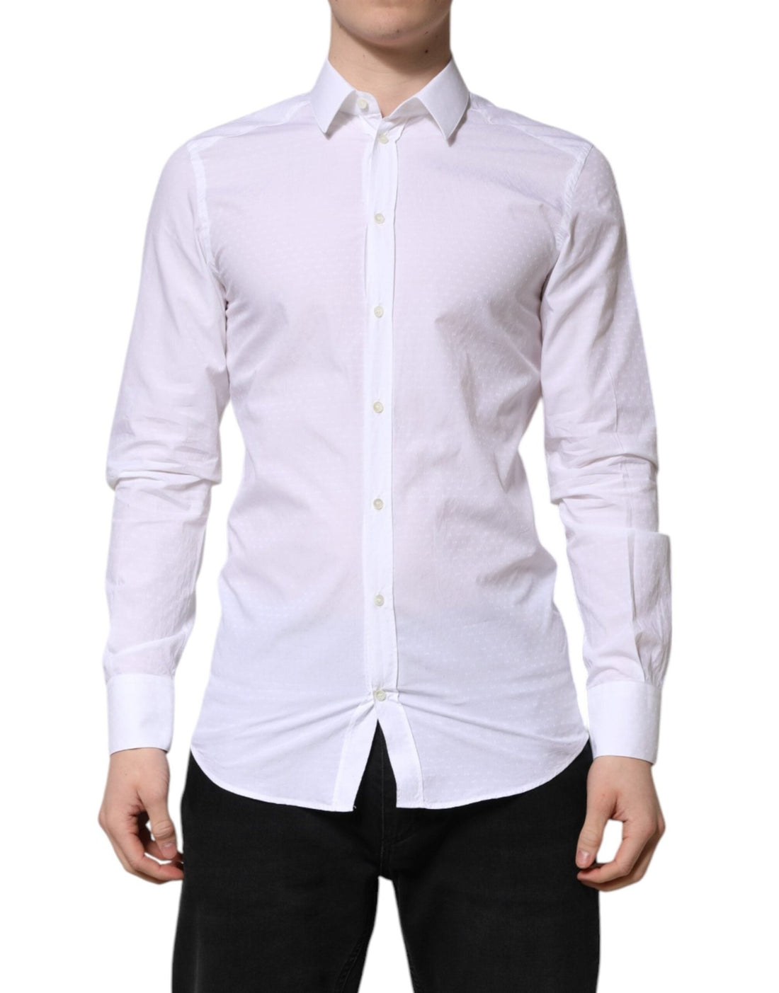 Dolce & Gabbana White GOLD Long Sleeve Dress Men Formal Shirt - RIMODA