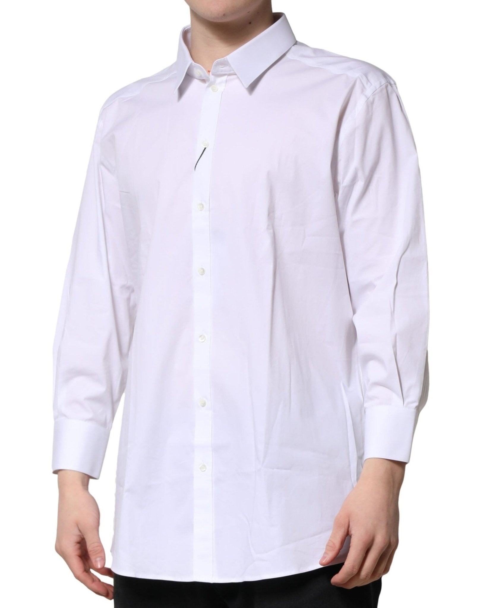 Dolce & Gabbana White GOLD Long Sleeve Dress Men Formal Shirt - RIMODA
