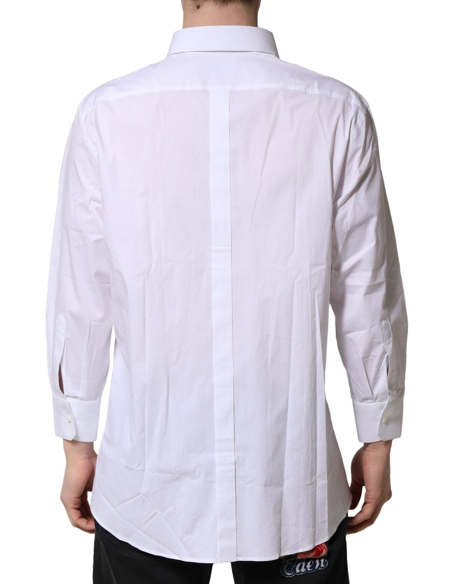 Dolce & Gabbana White GOLD Long Sleeve Dress Men Formal Shirt - RIMODA