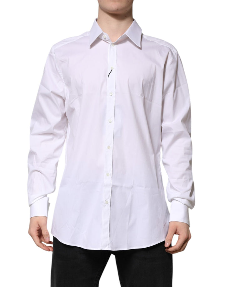 Dolce & Gabbana White GOLD Long Sleeve Dress Men Formal Shirt - RIMODA