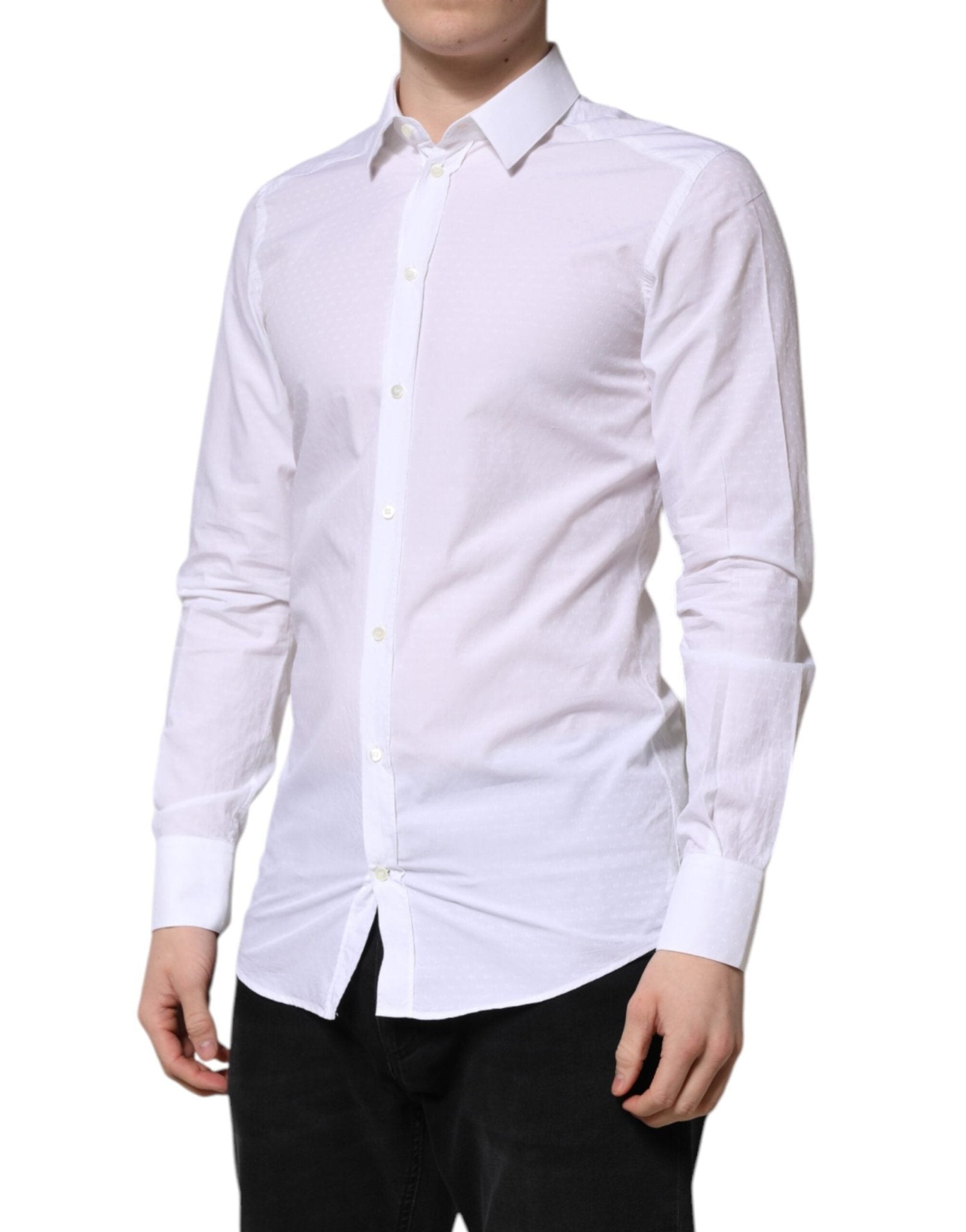 Dolce & Gabbana White GOLD Long Sleeve Dress Men Formal Shirt - RIMODA