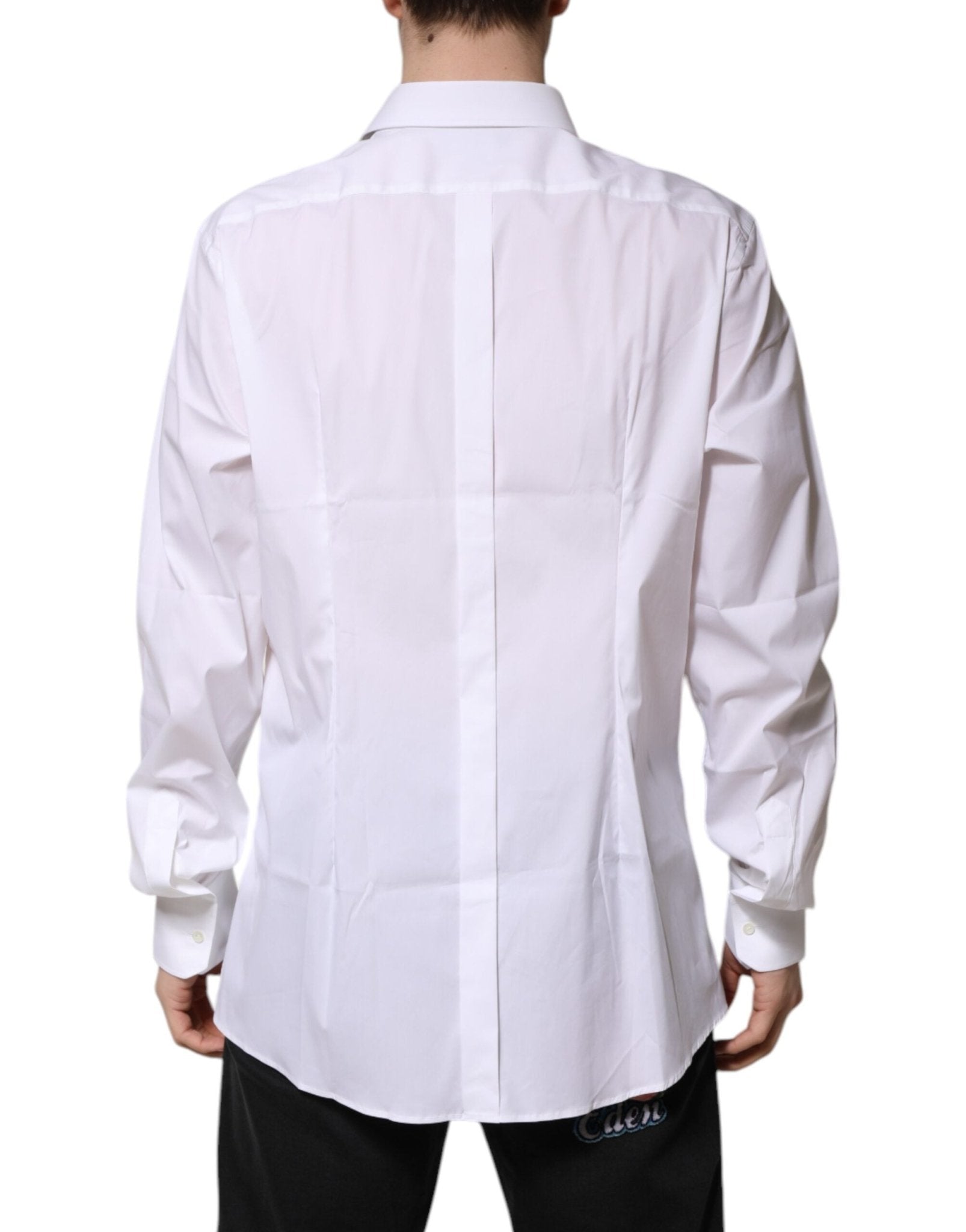 Dolce & Gabbana White GOLD Long Sleeve Dress Men Formal Shirt - RIMODA