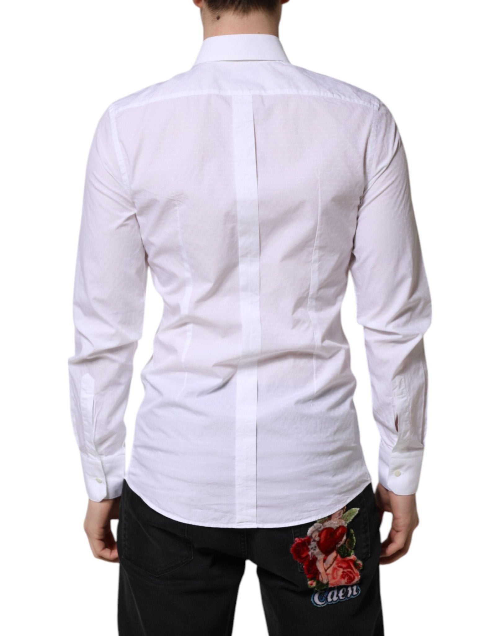 Dolce & Gabbana White GOLD Long Sleeve Dress Men Formal Shirt - RIMODA