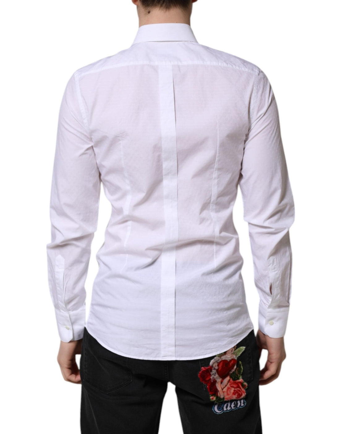 Dolce & Gabbana White GOLD Long Sleeve Dress Men Formal Shirt - RIMODA