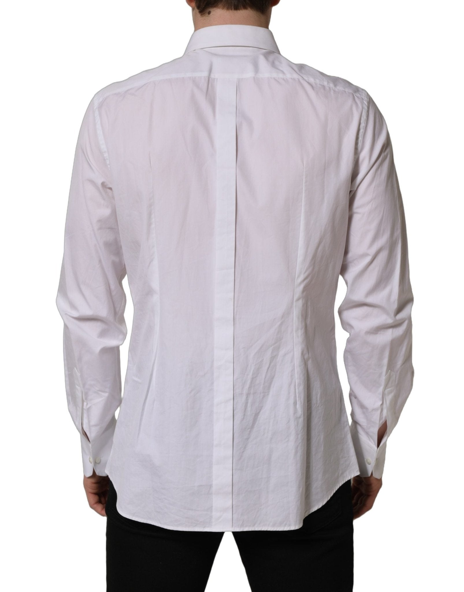 Dolce & Gabbana White GOLD Long Sleeves Bib Men Dress Shirt - RIMODA