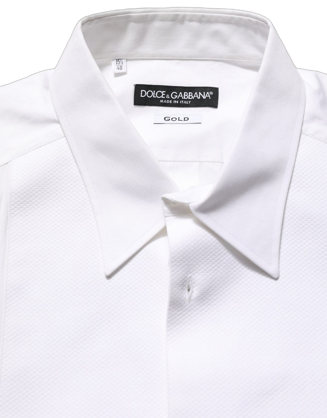 Dolce & Gabbana White GOLD Long Sleeves Bib Men Dress Shirt - RIMODA