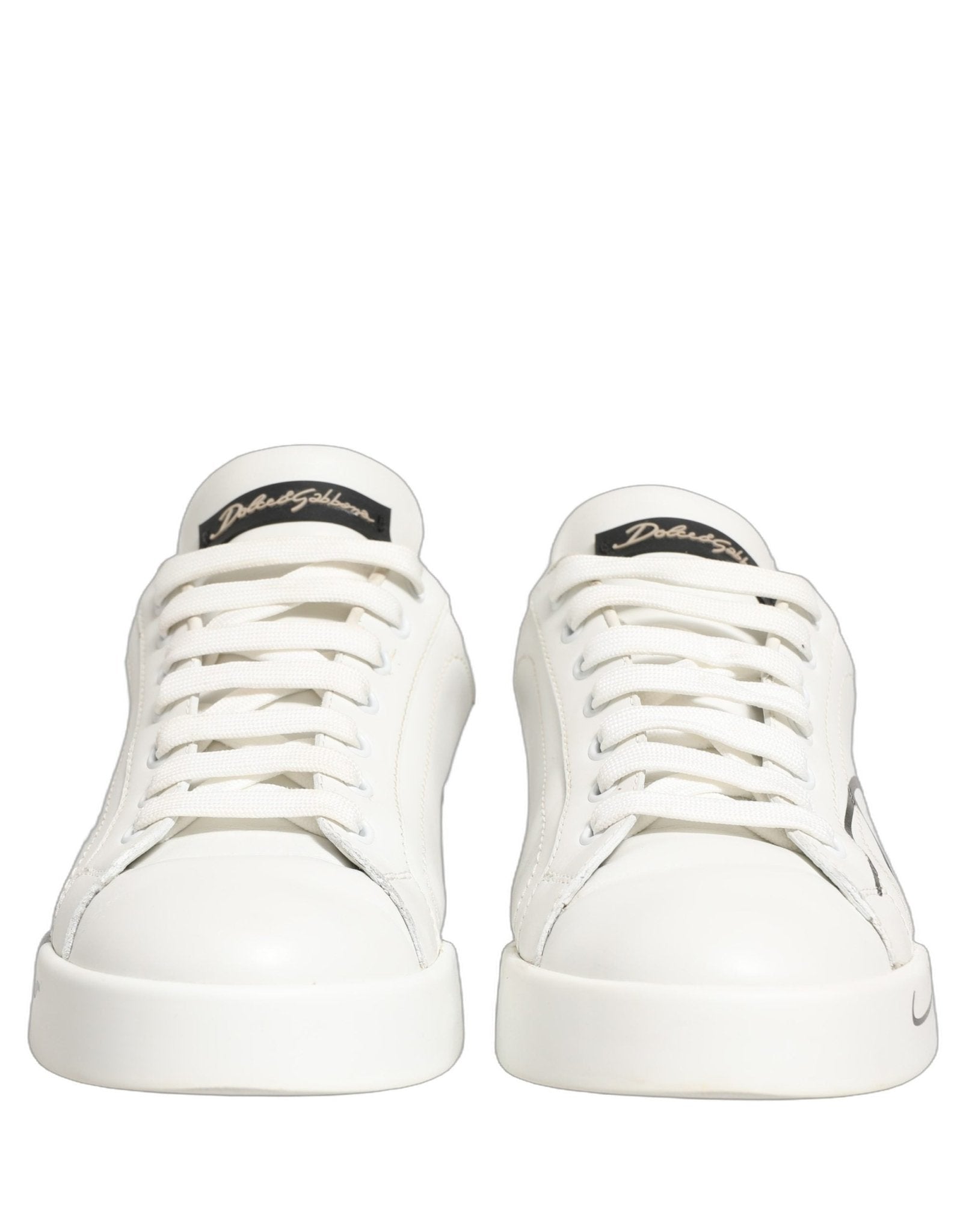 Dolce & Gabbana White Gold Low Top Leather Sneakers Shoes - RIMODA
