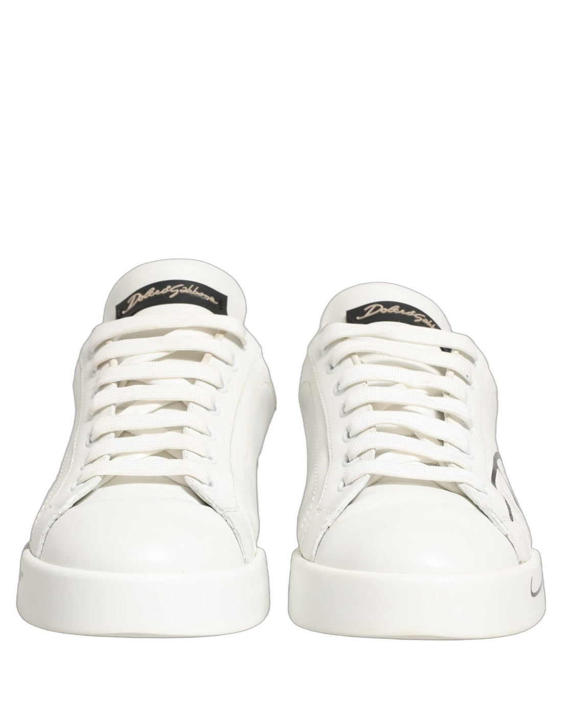 Dolce & Gabbana White Gold Low Top Leather Sneakers Shoes - RIMODA