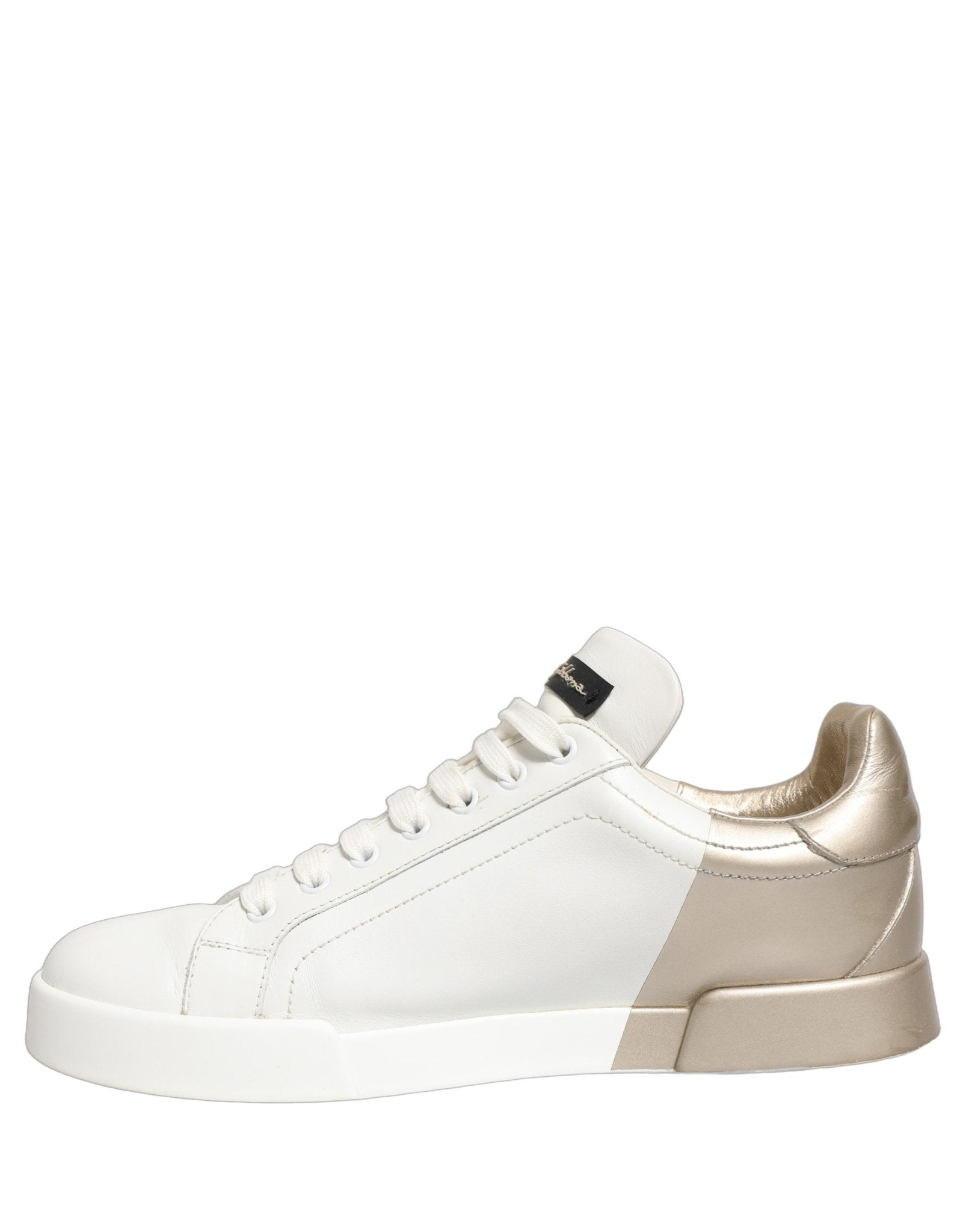 Dolce & Gabbana White Gold Low Top Leather Sneakers Shoes - RIMODA