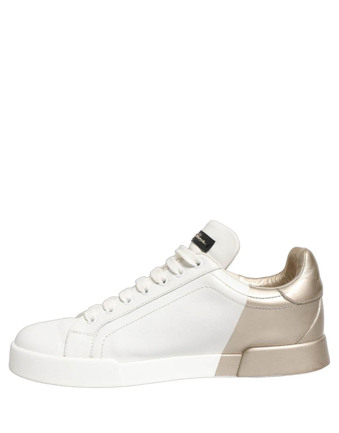 Dolce & Gabbana White Gold Low Top Leather Sneakers Shoes - RIMODA
