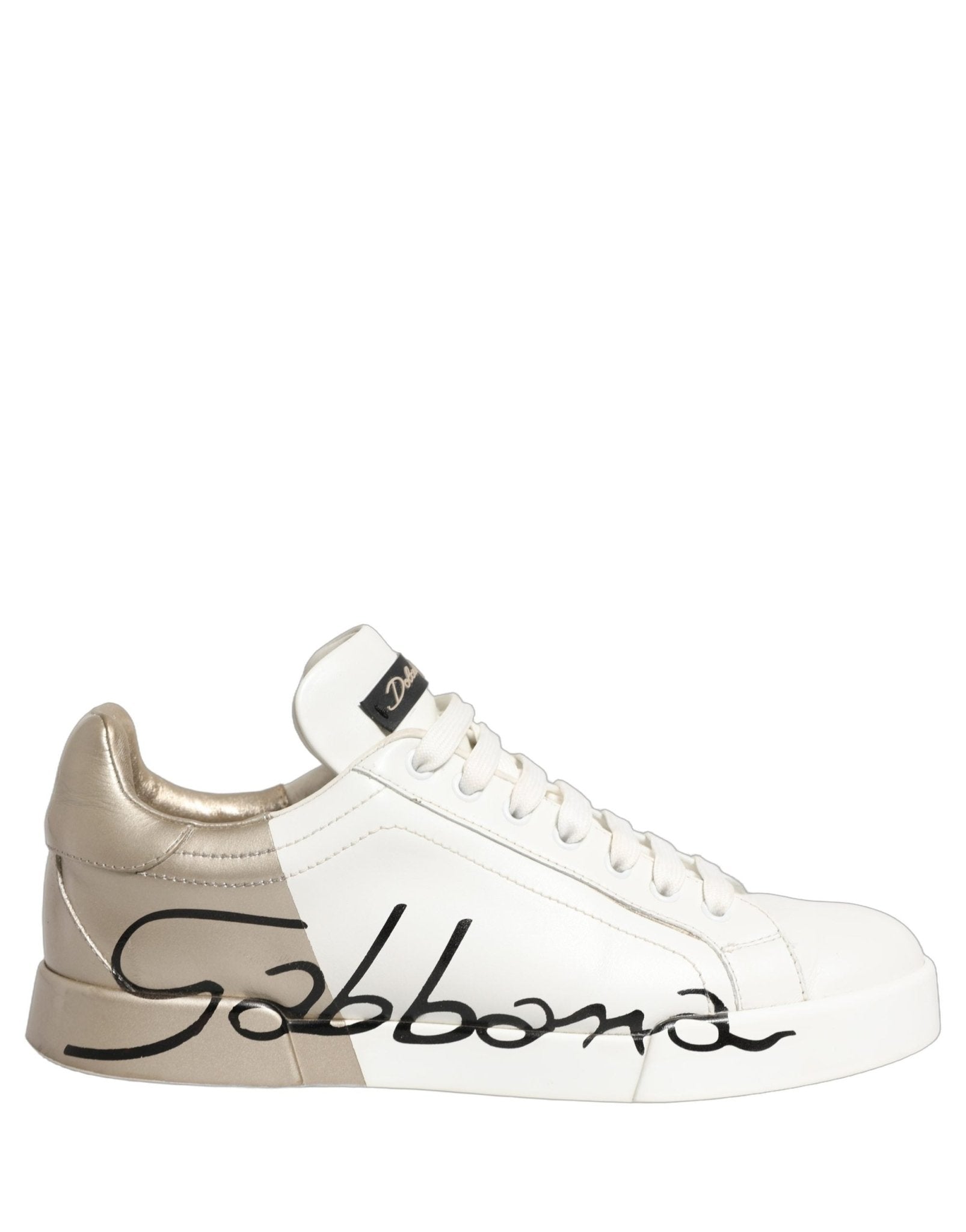 Dolce & Gabbana White Gold Low Top Leather Sneakers Shoes - RIMODA