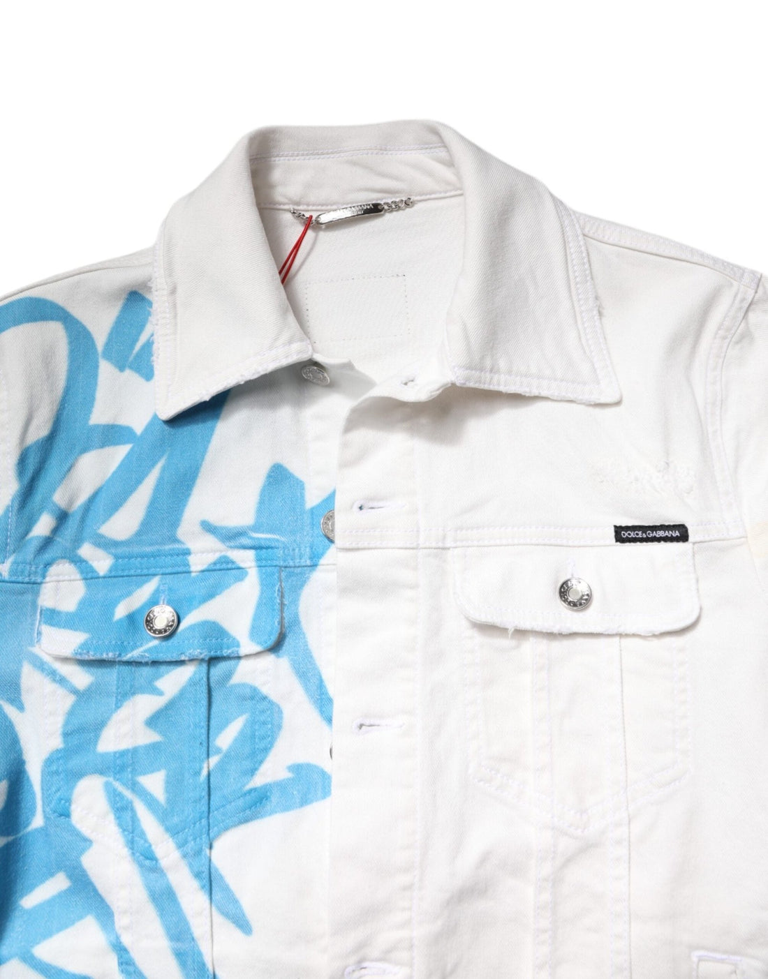 Dolce & Gabbana White Graffiti Cotton Stretch Denim Jacket - RIMODA