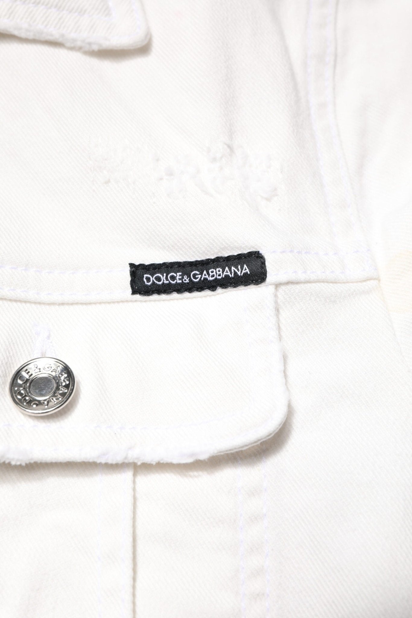 Dolce & Gabbana White Graffiti Cotton Stretch Denim Jacket - RIMODA