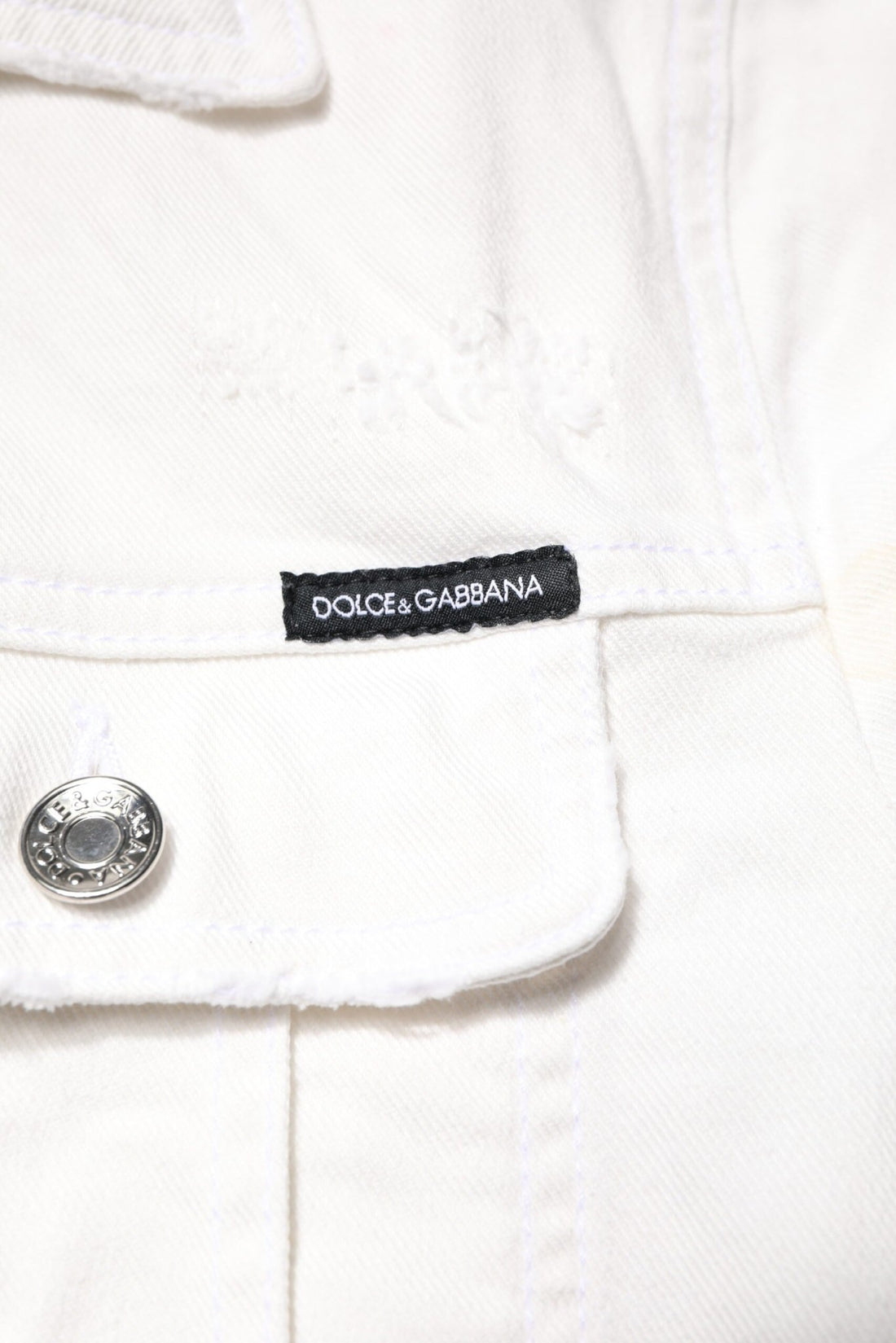 Dolce & Gabbana White Graffiti Cotton Stretch Denim Jacket - RIMODA
