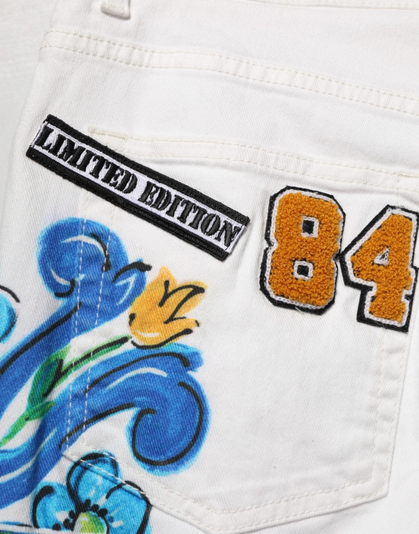 Dolce & Gabbana White Graffiti Print Skinny GOLD Denim Jeans - RIMODA
