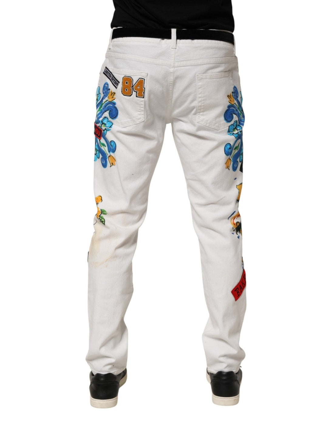 Dolce & Gabbana White Graffiti Print Skinny GOLD Denim Jeans - RIMODA