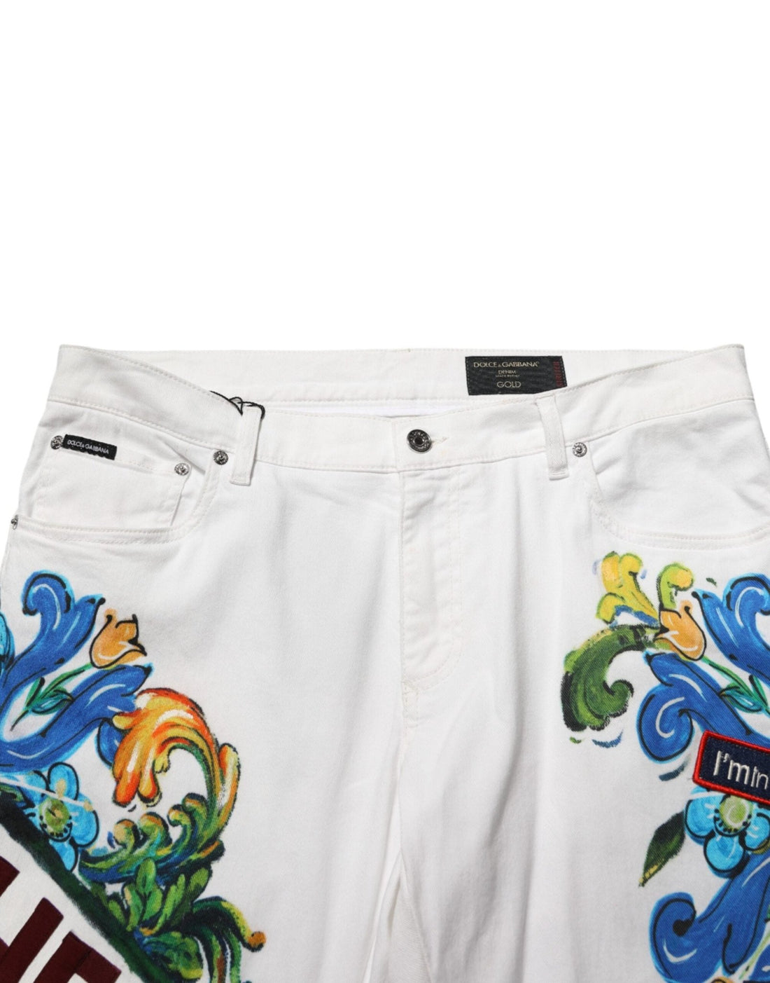 Dolce & Gabbana White Graffiti Print Skinny GOLD Denim Jeans - RIMODA